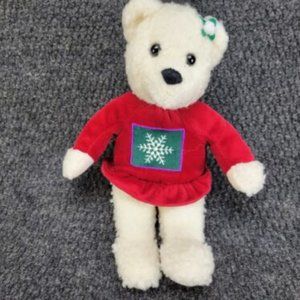 Holiday Bear White Stuffed Plush Toy 10"